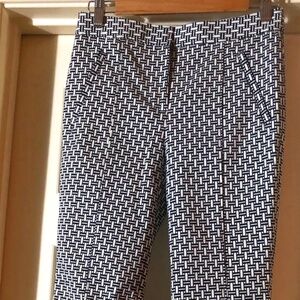 NWT Tory Burch Cameron Crop Pant – Ivory/Navy – Size 0